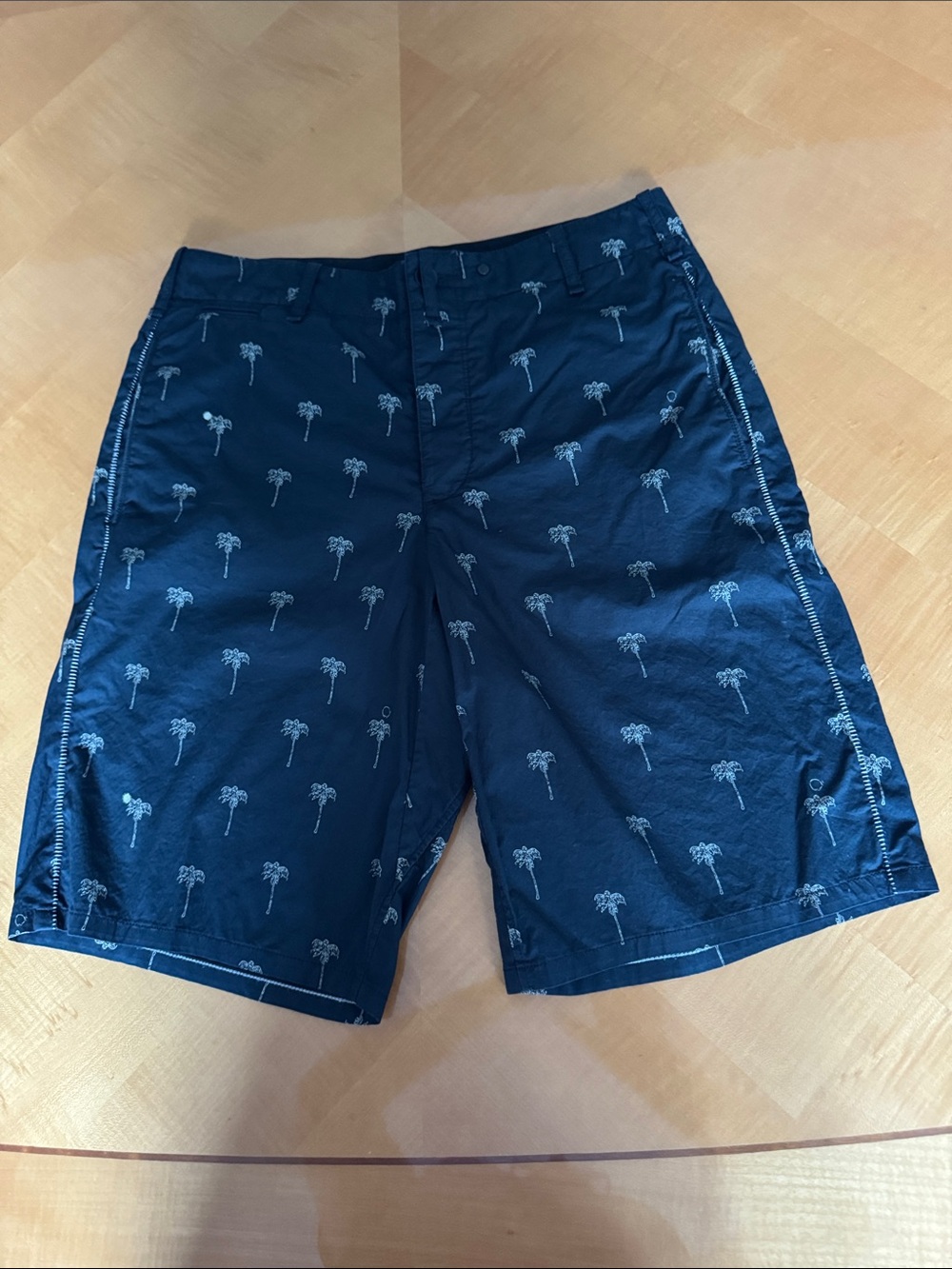 rag & bone Navy Palm-Print Bermuda Shorts